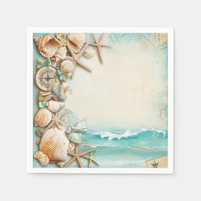 Beach wedding seashells napkin (Front)