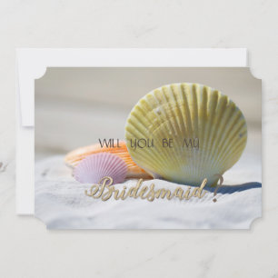 Beach Wedding, Seashells On Sand Bridesmaid Card