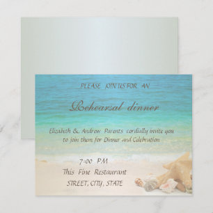 Beach Wedding Seashells  Rehearsal Dinner Invitation