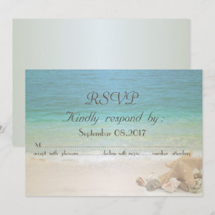 Beach Wedding Seashells RSVP Invitation