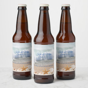 Beach Wedding Seashells Tropical Island Beer Bottle Label
