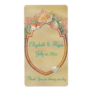 Beach Wedding Seashells Wine /Water Labels