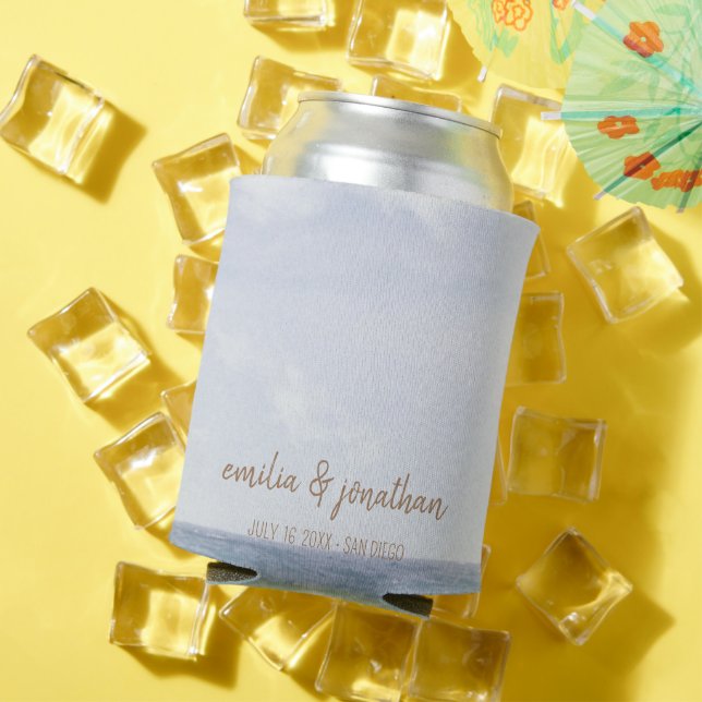 Beach Wedding Seaside/Oceanside Wedding Can Cooler (In Situ Summer)