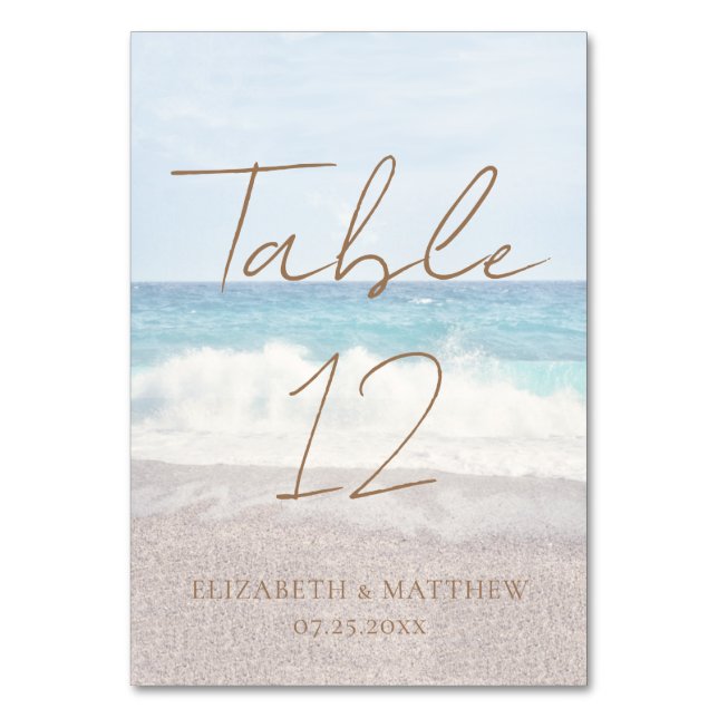 Beach Wedding Seaside/Oceanside Wedding Table Number (Front)