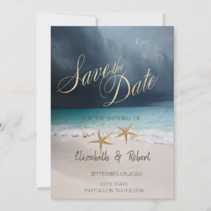 Beach Wedding,Seastars Save The Date