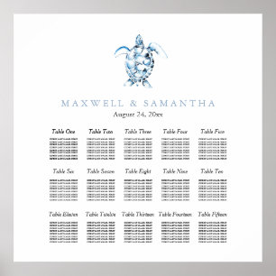 Beach Wedding Seating Chart Elegant Dusty Blue