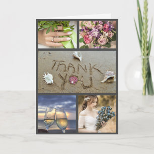 Beach Wedding  Shells Heart Thank you Holiday Card