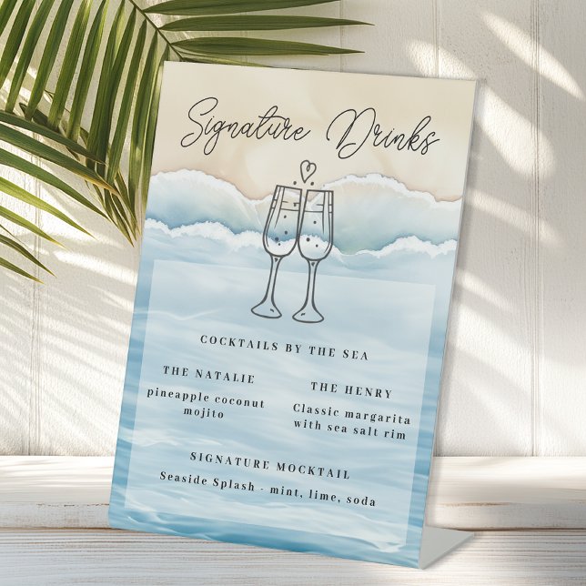 Beach Wedding Signature Drink Sign with Watercolor (Beach Wedding Signature Drink)
