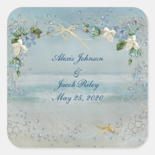 Beach Wedding Square Sticker