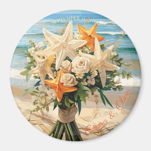 Beach Wedding Starfish Bouquet Magnetic Button Magnet