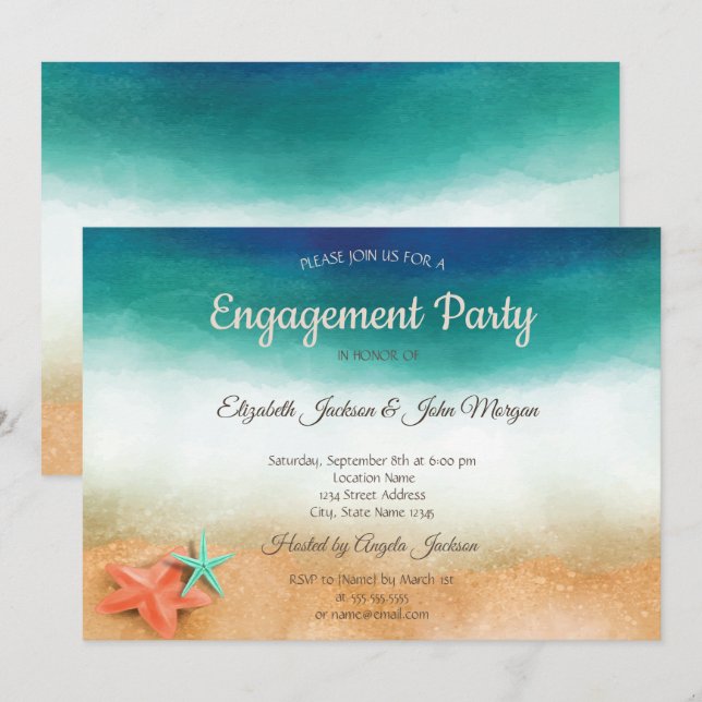 Beach Wedding, Starfish Engagement Invitation (Front/Back)