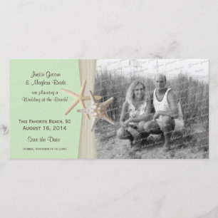 Beach Wedding Starfish Green Save the Date Photo