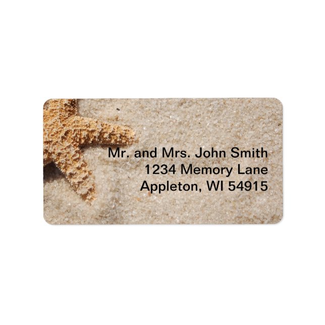 Beach Wedding Starfish in Sand Label (Front)