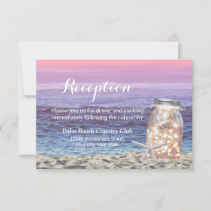 Beach Wedding Starfish & Mason Jar Reception Invitation