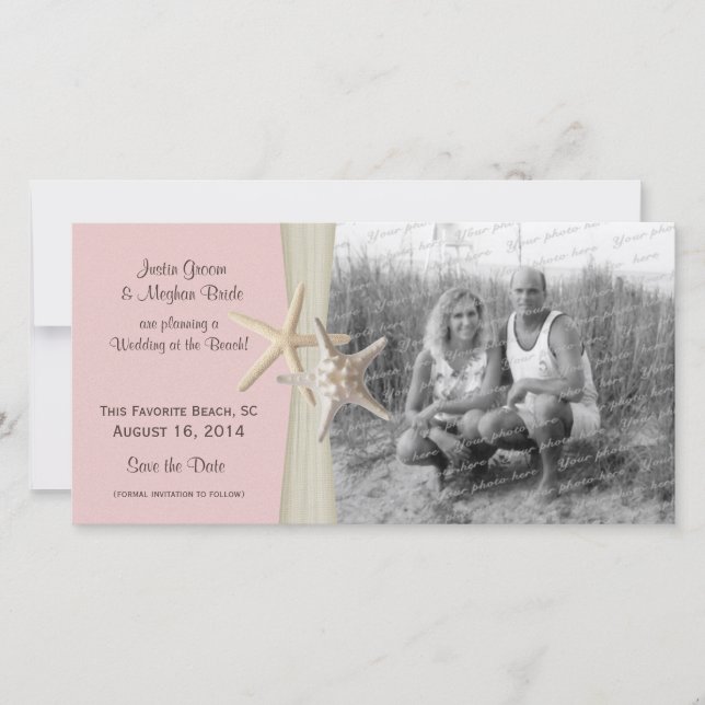Beach Wedding Starfish Pink Save the Date Photo (Front)