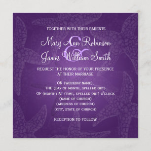 Beach Wedding Starfish Purple Invitation