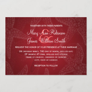 Beach Wedding Starfish Red Invitation