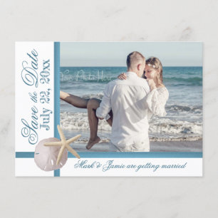 Beach Wedding Starfish Sand Dollar Save the Date Invitation