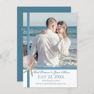 Beach Wedding Starfish Sand Dollar Save the Date Invitation