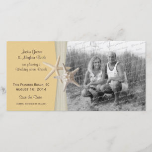 Beach Wedding Starfish Yellow Save the Date Photo