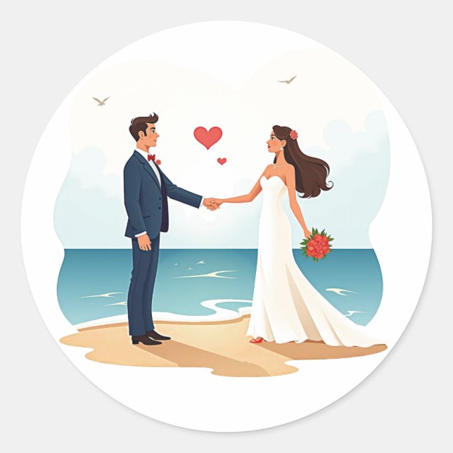 Beach Wedding Sticker (Front)