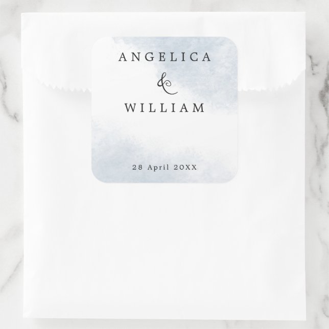 BEACH WEDDING STICKER | DUSTY BLUE WATERCOLOR (Bag)