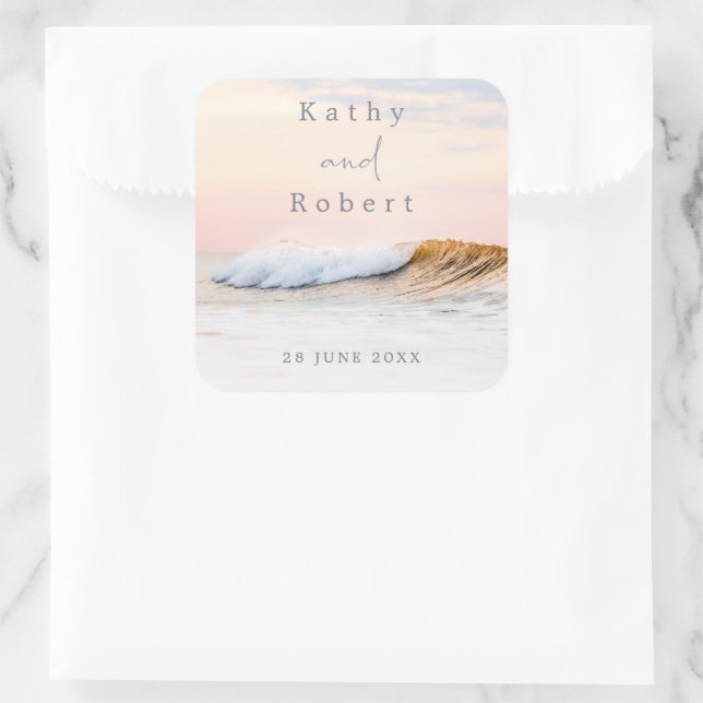BEACH WEDDING STICKER | OCEAN WAVES SQUARE STICKER (Bag)