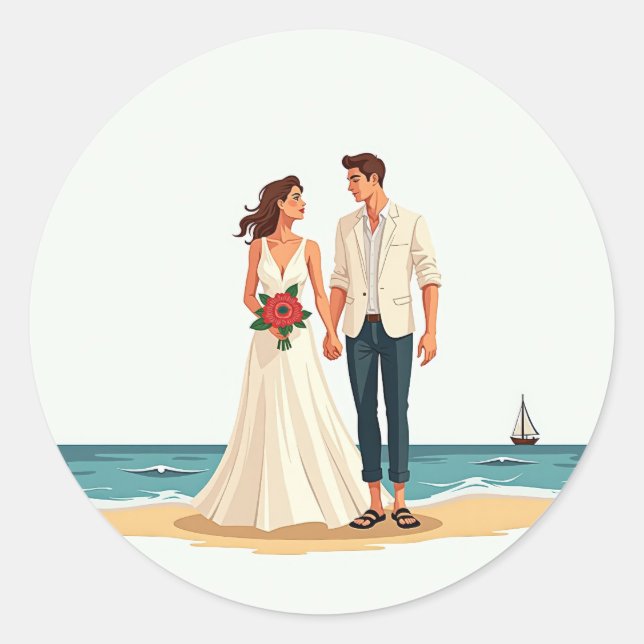 Beach Wedding Stickers (Front)