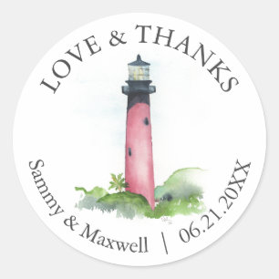 Beach Wedding Stickers Template Lighthouse