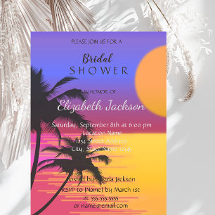 Beach Wedding Sunset Bridal Shower Invitation