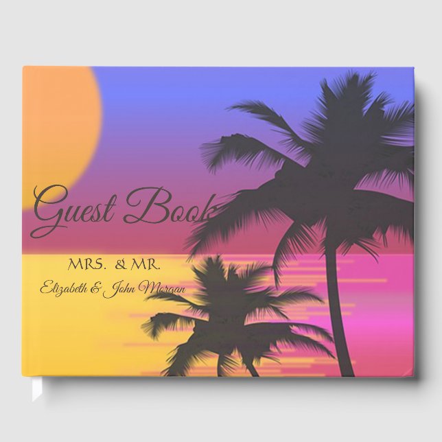 Beach  Wedding Sunset Guest Book (Front)