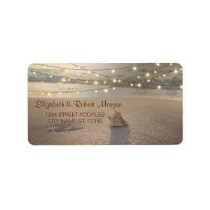 Beach Wedding,Sunset Seashell String Lights Label