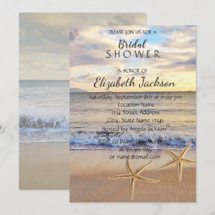 Beach Wedding Sunset, Seastars Bridal Shower Invitation