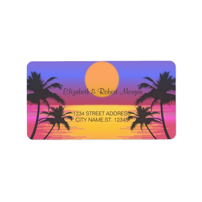 Beach Wedding Sunset   Wedding Label (Front)