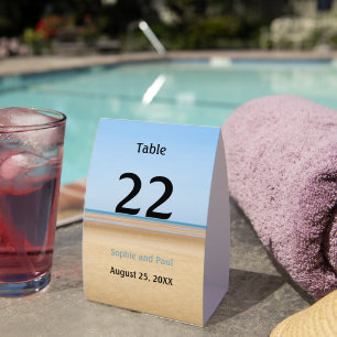 Beach Wedding Table Number Paper Table Tent
