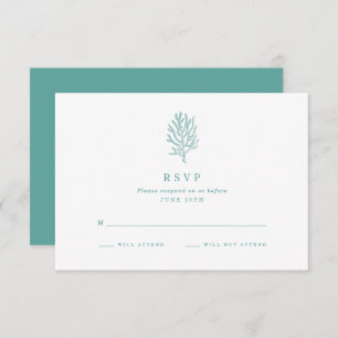 Beach Wedding Teal Coastal Coral RSVP