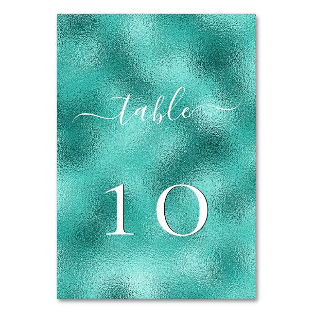 Beach wedding teal sea green table number (Back)