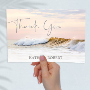 BEACH WEDDING THANK YOU CARD   OCEAN SUNSET
