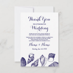 Beach Wedding Thank You Card Shells Ocean Invite