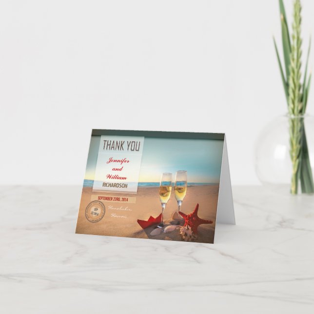 beach wedding thank you cards (Front)