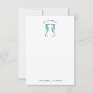 Beach Wedding Thank You Cards Seahorses