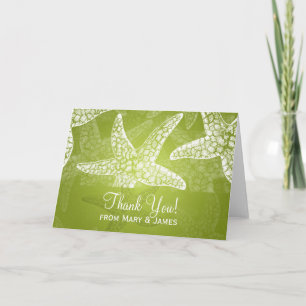 Beach Wedding "Thank you" Starfish Lime Green Thank You Card