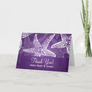 Beach Wedding "Thank you" Starfish Purple Thank You Card