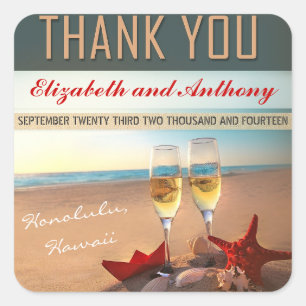 beach wedding thank you stickers