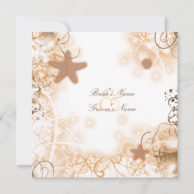 Beach wedding theme ~ elegant party custom invitation (Front)