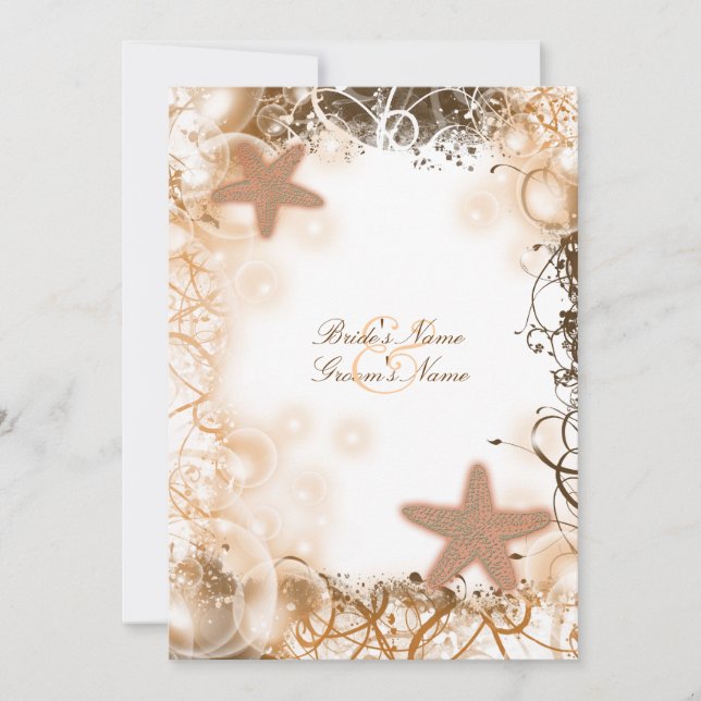Beach wedding theme ~ elegant reception invitation (Front)