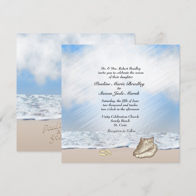Beach Wedding Theme Invitation (Front/Back)