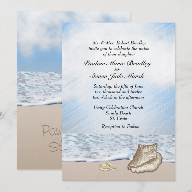 Beach Wedding Theme Invitation (Front/Back)
