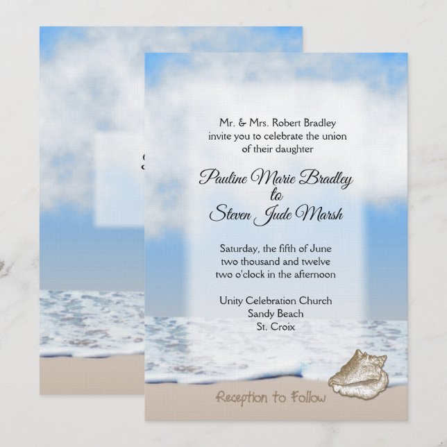 Beach Wedding Theme Invitation (Front/Back)