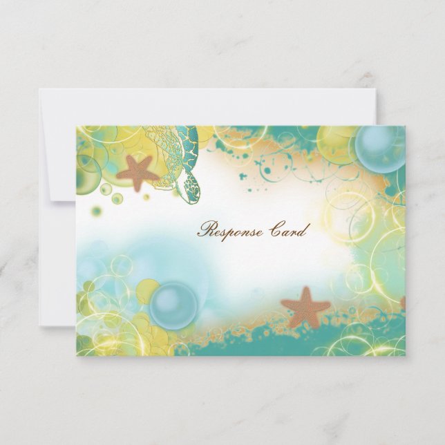 Beach wedding theme ~ response rsvp card (Front)